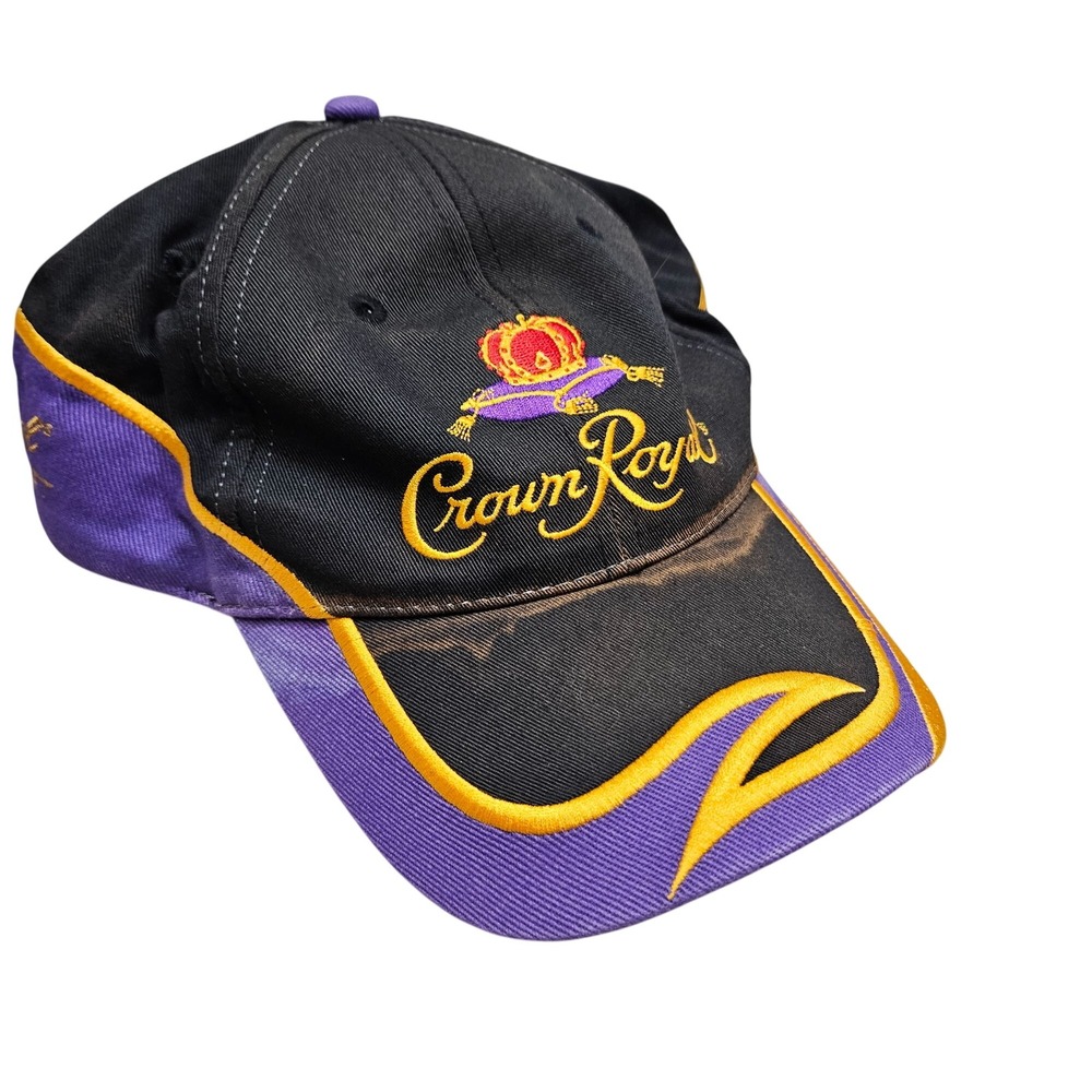 Crown Royal Championship Racing Hat Black Purple Gold Embroidered Adult‎ Cap